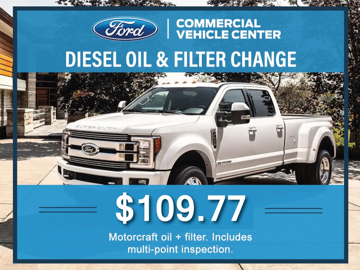 Tindol Ford Commercial Vehicle Diesel Oil Change Service Special coupon Gastonia; Charlotte; Mt. Holly; Belmont, NC