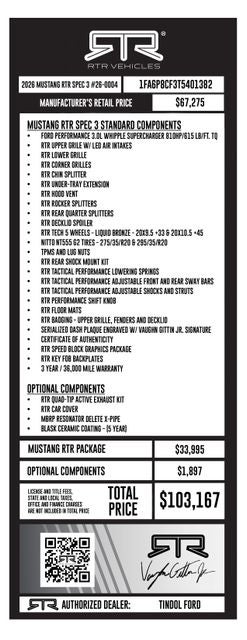 2026 Ford Mustang RTR SPEC 3 SC SUPERCHARGED