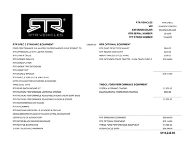 2026 Ford Mustang RTR SPEC 3 SC SUPERCHARGED