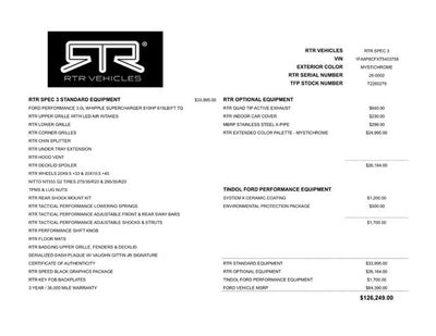 2026 Ford Mustang RTR SPEC 3 SC SUPERCHARGED