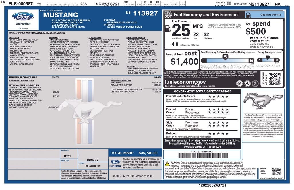 2022 Ford Mustang EcoBoost Premium
