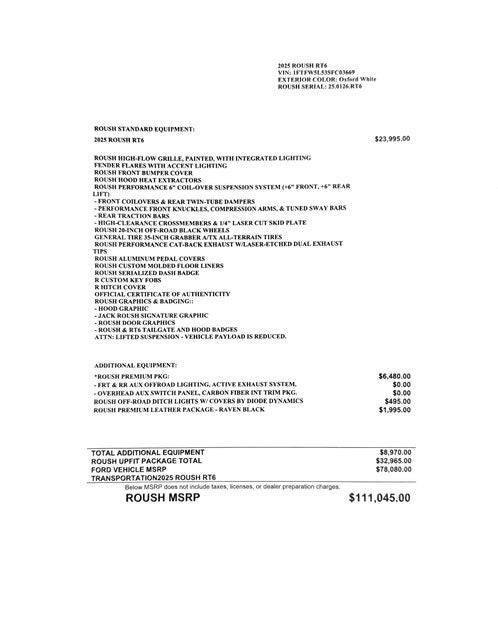 2025 Ford F-150 ROUSH F-150 RT6
