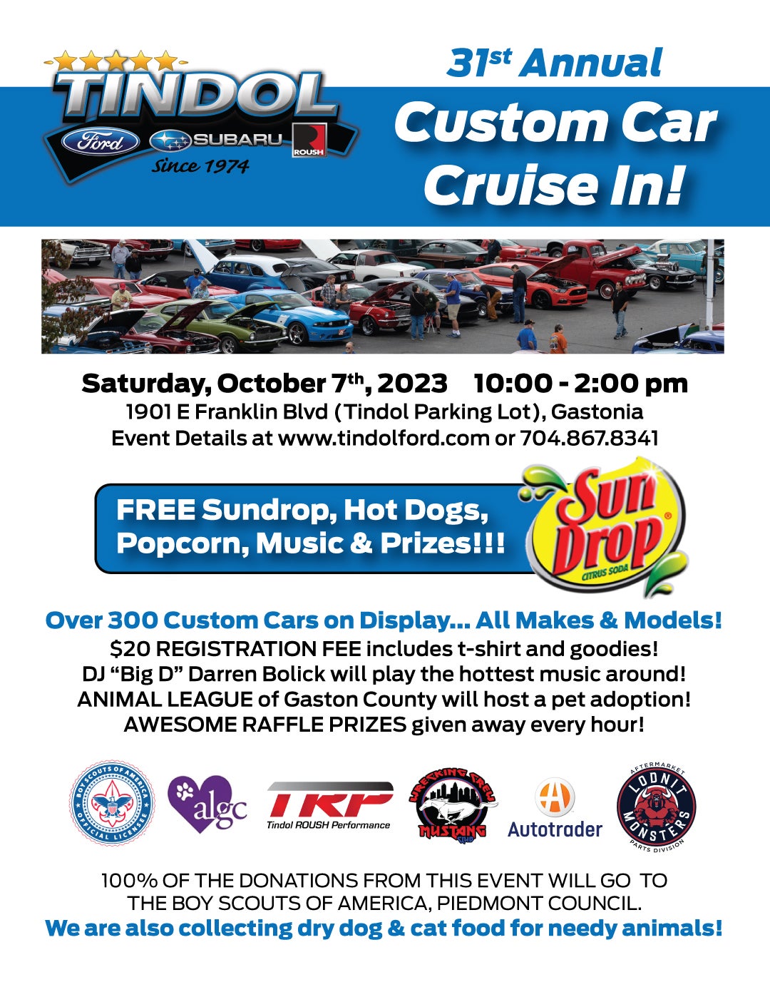 Save The Date for Tindol's 31st Annual Cruise Gastonia NC