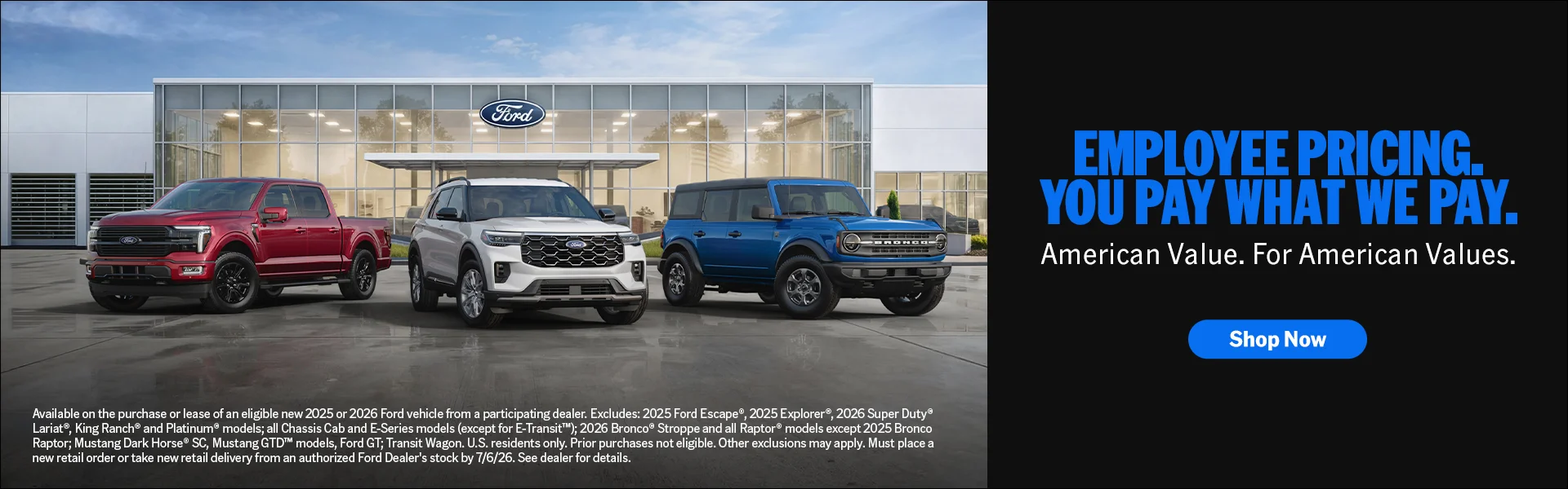 Employee Pricing on New Fords